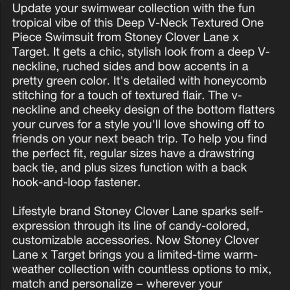 Stoney Clover Lane x Target Deep V Green One Piece - Picture 10 of 10